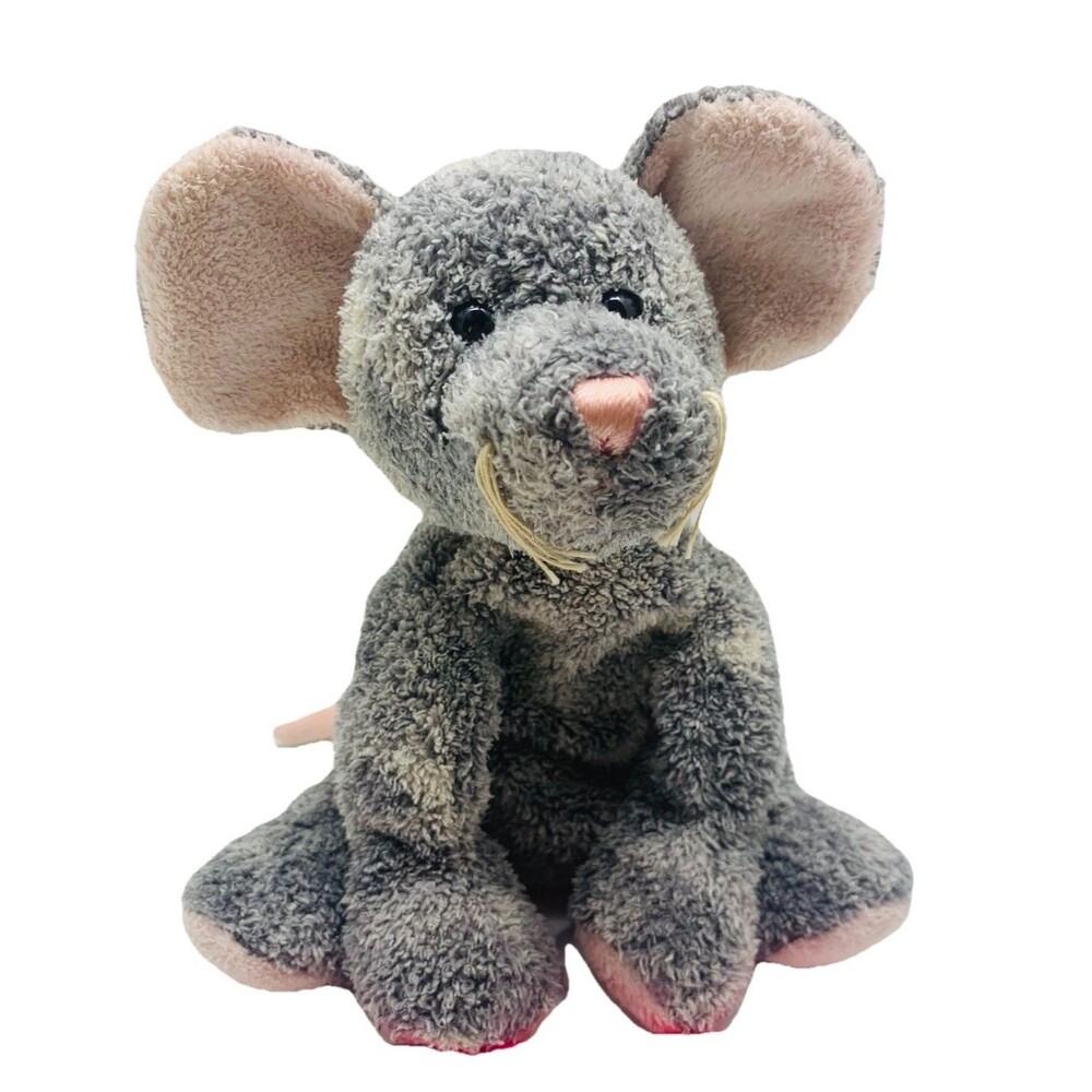 Mary Meyer Sweet Rascals Mouse Plush Floppy Rat Gray Stuffed Animal Pink Nose